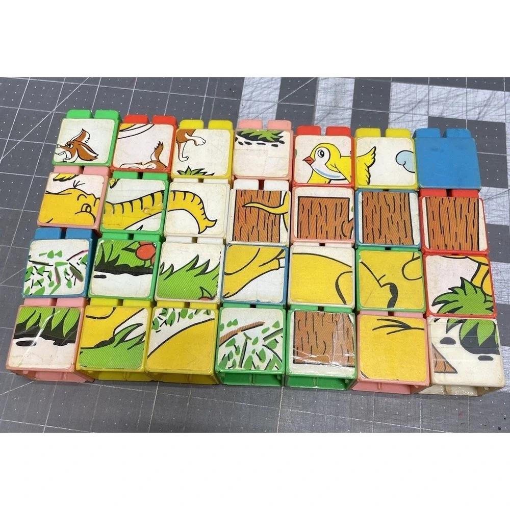 Set of 28 Plastic Blocks 4 sided‎ Puzzle ABC's Word